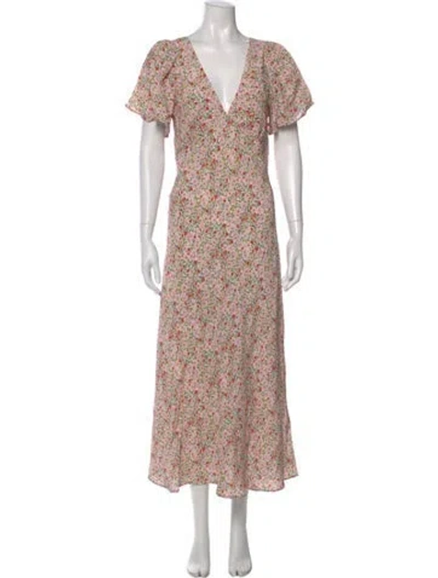 Pre-owned Ciao Lucia Floral Print Long Dress In White