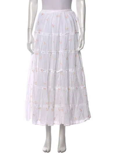 Pre-owned Ciao Lucia Floral Print Long Skirt In White