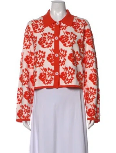 Pre-owned Ciao Lucia Floral Print Long Sleeve Button-up Top In Orange