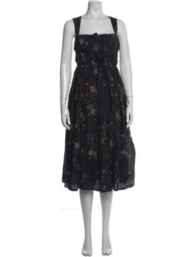 Pre-owned Ciao Lucia Floral Print Midi Length Dress In Black