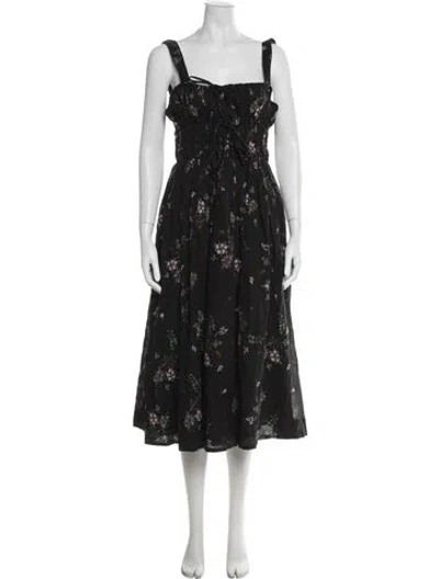Pre-owned Ciao Lucia Floral Print Midi Length Dress In Black