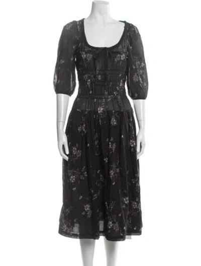 Pre-owned Ciao Lucia Floral Print Midi Length Dress In Black