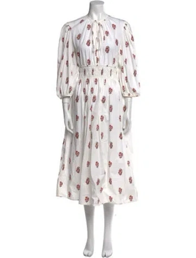 Pre-owned Ciao Lucia Floral Print Midi Length Dress In Brown