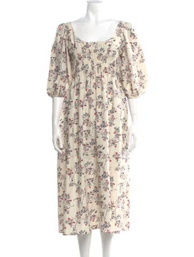 Pre-owned Ciao Lucia Floral Print Midi Length Dress In Neutral