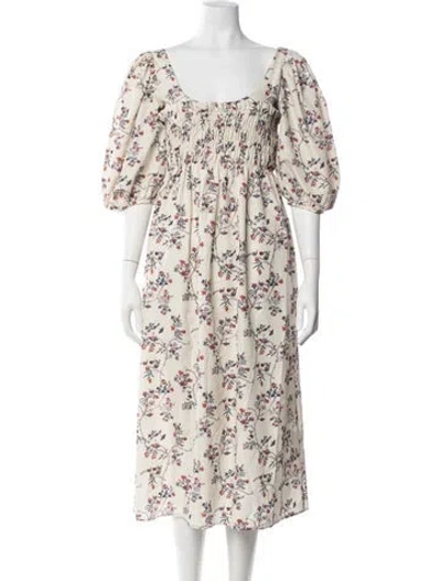 Pre-owned Ciao Lucia Floral Print Midi Length Dress In Neutrals