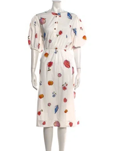 Pre-owned Ciao Lucia Floral Print Midi Length Dress In Neutrals