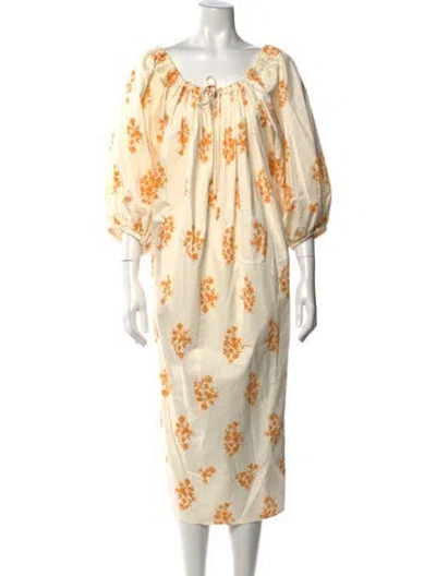 Pre-owned Ciao Lucia Floral Print Midi Length Dress In Orange