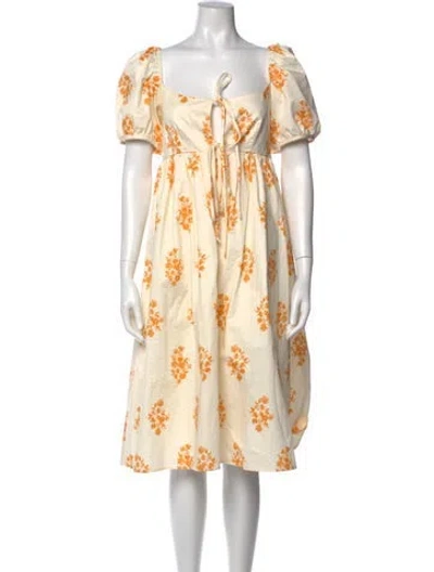 Pre-owned Ciao Lucia Floral Print Midi Length Dress In White