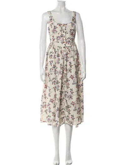 Pre-owned Ciao Lucia Floral Print Midi Length Dress In White