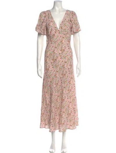 Pre-owned Ciao Lucia Floral Print Midi Length Dress In White