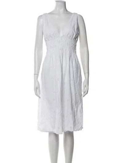Pre-owned Ciao Lucia Floral Print Midi Length Dress In White