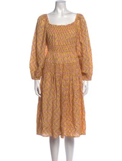 Pre-owned Ciao Lucia Floral Print Midi Length Dress In Yellow