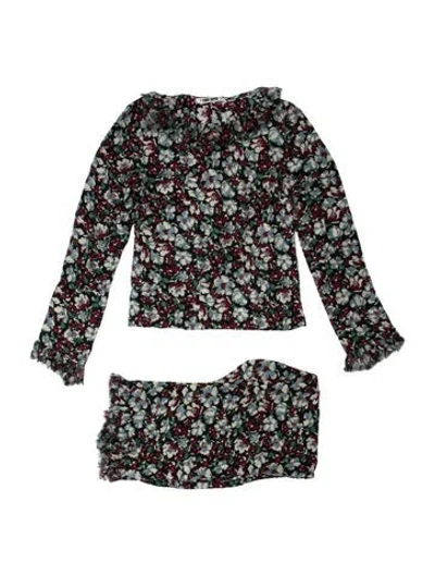 Pre-owned Ciao Lucia Floral Print Raw-edge Trim Pant Set In Multi