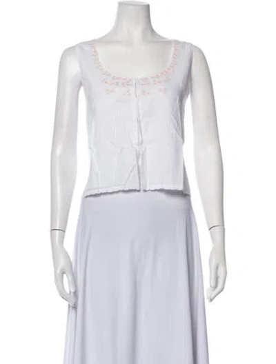 Pre-owned Ciao Lucia Floral Print Scoop Neck Top W/ Tags In White