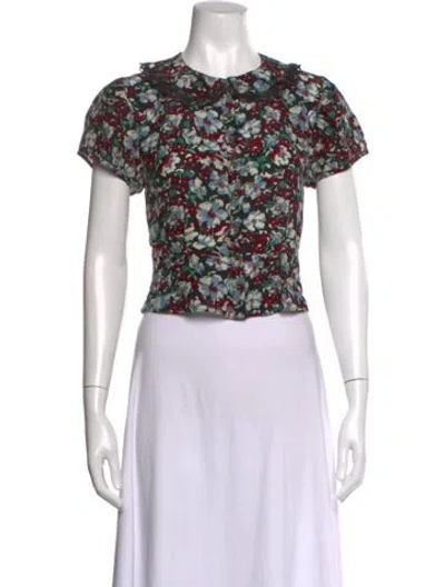 Pre-owned Ciao Lucia Floral Print Short Sleeve Blouse In Multicolor