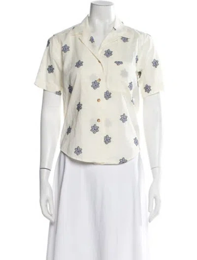 Pre-owned Ciao Lucia Floral Print Short Sleeve Top W/ Tags In White