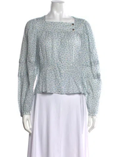 Pre-owned Ciao Lucia Floral Print Square Neckline Blouse In Blue