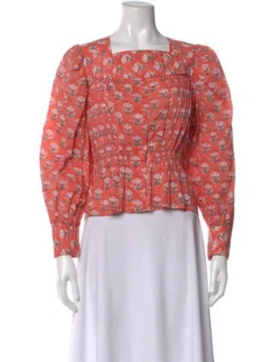 Pre-owned Ciao Lucia Floral Print Square Neckline Blouse In Pink