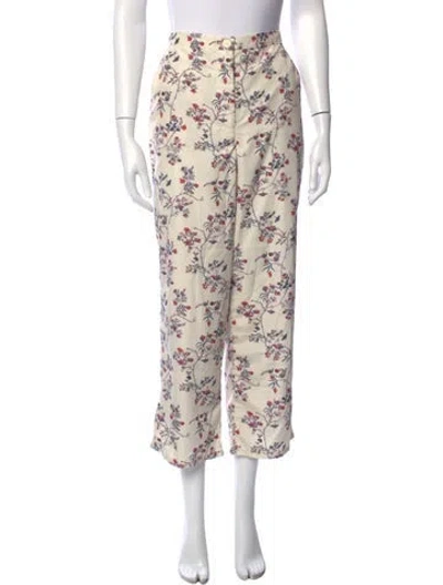 Pre-owned Ciao Lucia Floral Print Straight Leg Pants In Neutrals