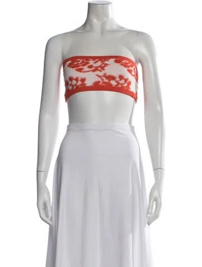 Pre-owned Ciao Lucia Floral Print Strapless Crop Top In Orange
