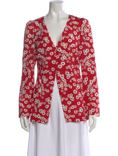 Pre-owned Ciao Lucia Floral Print V-neck Blouse W/ Tags In Red