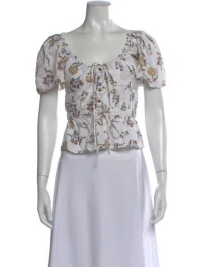 Pre-owned Ciao Lucia Floral Print V-neck Top In White
