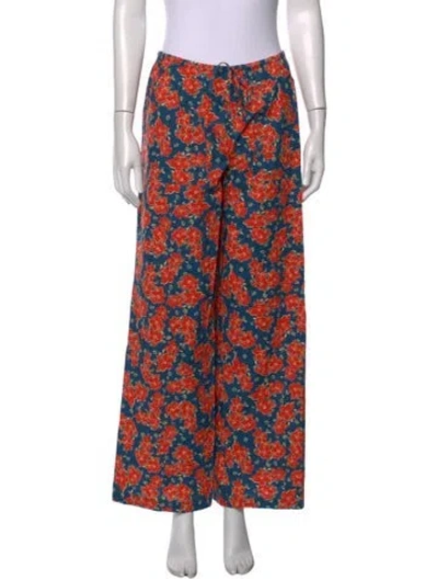 Pre-owned Ciao Lucia Floral Print Wide Leg Pants In Blue/orange