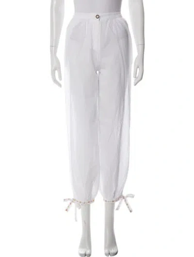 Pre-owned Ciao Lucia Floral Print Wide Leg Pants In White