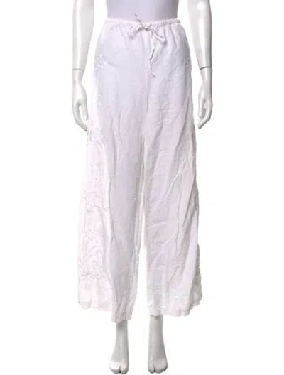 Pre-owned Ciao Lucia Floral Print Wide Leg Pants In White