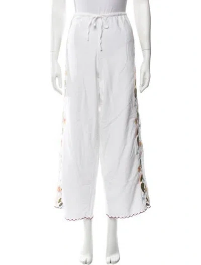 Pre-owned Ciao Lucia Floral Print Wide Leg Pants In White