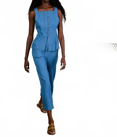 Ciao Lucia Formoso Sleeveless Square Neck Top In Chambra In Blue