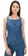 Ciao Lucia Formoso Top Chambray In Blue