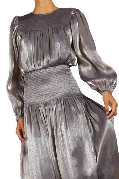 Ciao Lucia Gaetano Long Sleeve Dress In Metallic Oyster In Gray