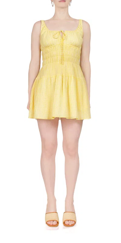 Ciao Lucia Gianluca Dress In Sun Gingham In Yellow