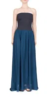 Ciao Lucia Giselle Chiffon And Jersey Maxi Dress In Ink In Blue