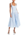Ciao Lucia Hoku Printed Linen Midi Dress In Azure