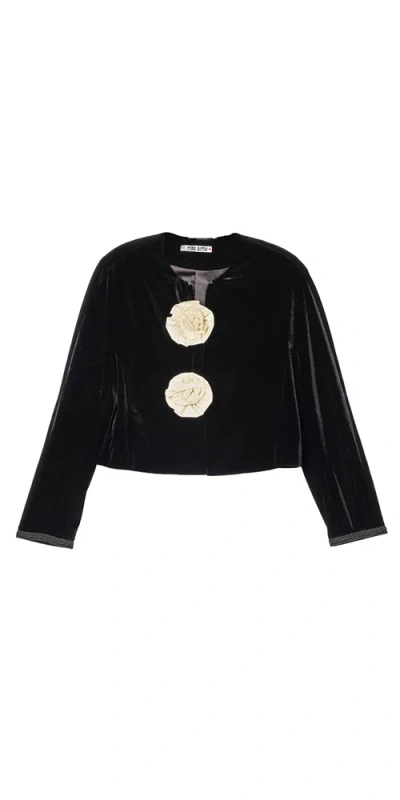 Ciao Lucia Javiera Velvet Rosette Jacket In Black