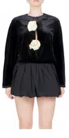Ciao Lucia Javiera Velvet Rosette Jacket In Black