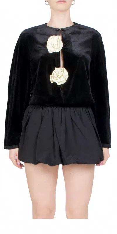 Ciao Lucia Javiera Velvet Rosette Jacket In Black