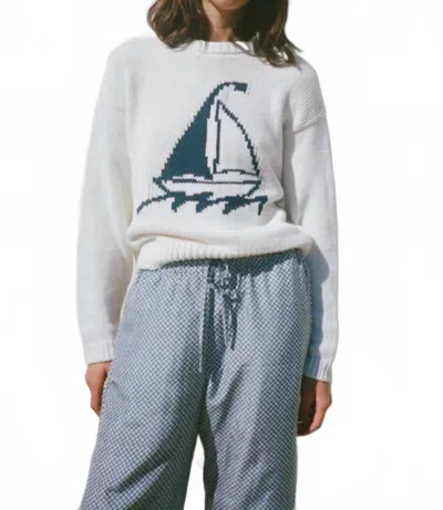 Ciao Lucia Josette Cotton Knit Pullover In Ivory In Gray