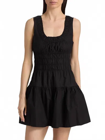 Ciao Lucia Kala Smocked Cotton Mini Dress In Black