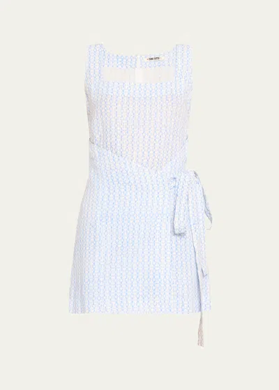 Ciao Lucia Kimo Printed Mini Wrap Dress In Azure