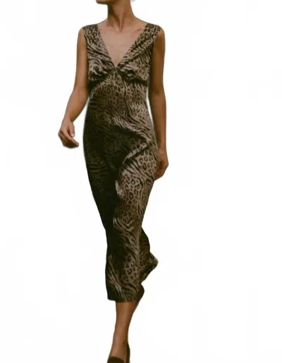 Ciao Lucia Krista Midi Slip Dress In Brown