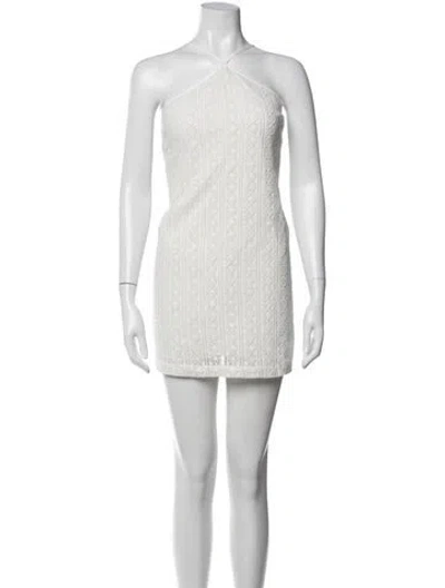 Pre-owned Ciao Lucia Lace Pattern Mini Dress In White