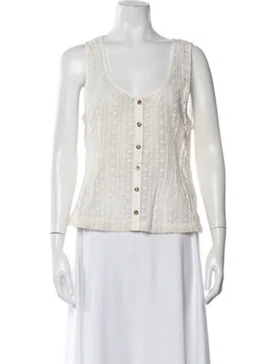 Pre-owned Ciao Lucia Lace Pattern Scoop Neck Top In Neutral