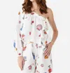Ciao Lucia Lea One Shoulder Top In Shell Print Cotton In Multi