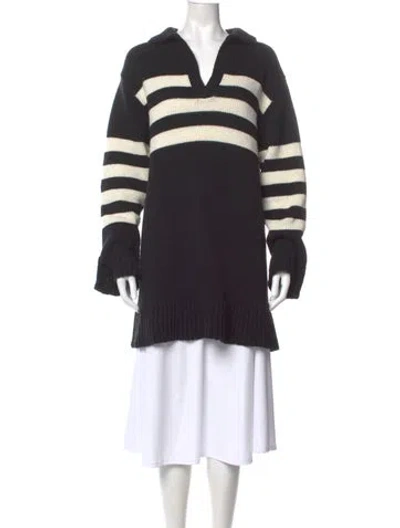 Pre-owned Ciao Lucia Merino Wool Striped Sweater In Black