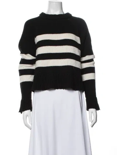 Pre-owned Ciao Lucia Merino Wool Striped Sweater In Black