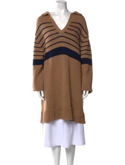 Pre-owned Ciao Lucia Merino Wool Striped Sweater In Brown