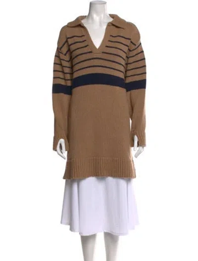 Pre-owned Ciao Lucia Merino Wool Striped Sweater In Brown